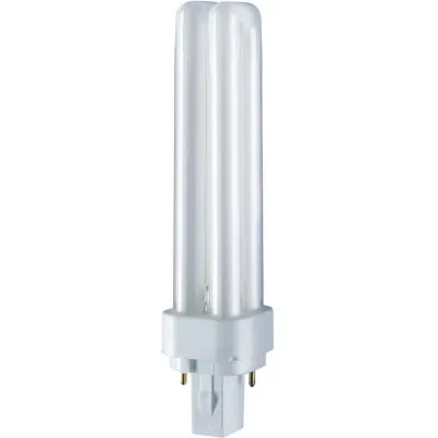OSRAM Kompaktleuchtstofflampe DULUX D 10W/827 G24d-1 | 2700K warmweiß | 600lm | 2-Rohr | Länge 110mm | CRI 80 | weiß