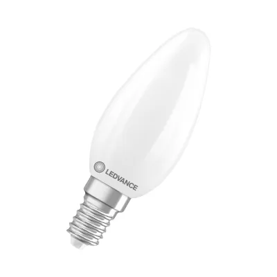 LEDVANCE LED-Kerzenlampe E14 B40 Filament matt dimmbar 3,4W 470lm warmweiß 2700K | 320° Abstrahlwinkel | 15000h | weiß