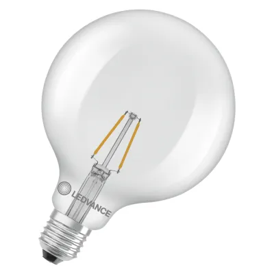 LEDVANCE LED Globelampe G125 | E27 | 1,8W | 250lm | 2700K warmweiß | Filament | klar | Ø125mm | nicht dimmbar | IP20