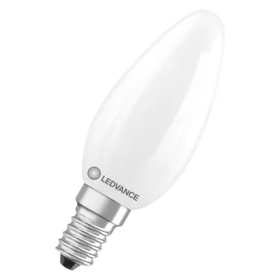 LEDVANCE LED-Kerzenlampe E14 | B40 Filament 3,4W 827 Frosted | 470lm | 2700K warmweiß | matt | 300° | weiß