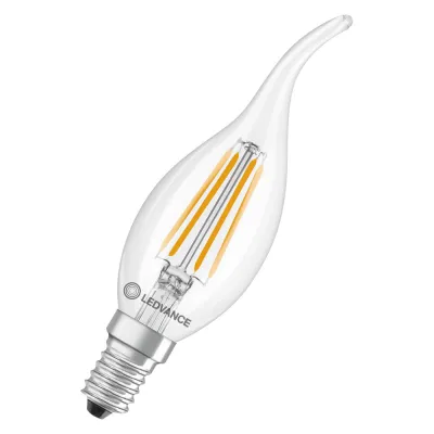 LEDVANCE LED-Kerzenlampe BA40 FP 3.4W E14 | Filament | 470 lm | 2700K warmweiß | klar | 15.000h | nicht dimmbar
