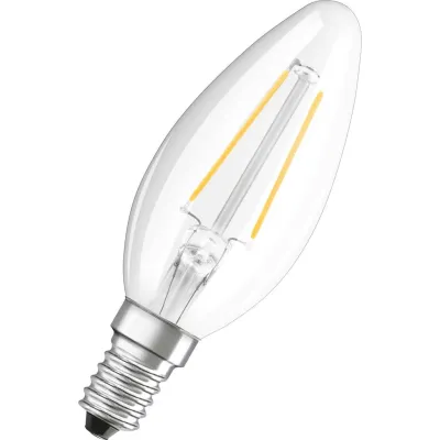OSRAM LED-Kerzenlampe LEDPCLB25 E14 | 2,5W 250lm | warmweiß 2700K | Filament Klar | 300° Abstrahlwinkel | 15.000h