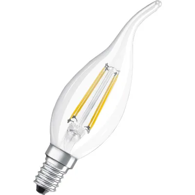 OSRAM LED-Kerzenlampe E14 LEDPCLBA40 4W/827 | 470lm | 2700K warmweiß | Filament | klar | 300° | nicht dimmbar | 15.000h