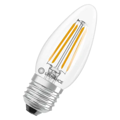 LEDVANCE LED-Kerzenlampe E27 B10,5 | 3,4W | 470lm | 2700K warmweiß | Filament | klar | 15000h | IP20 | ohne Dimmfunktion