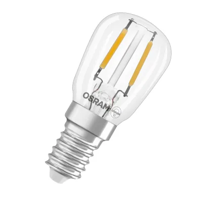 OSRAM LED Speziallampe T26 215086 | E14 | 1,6W | 50lm | warmweiß 2400K | Filament | 320° | klar | 63mm | für Kühlschrank