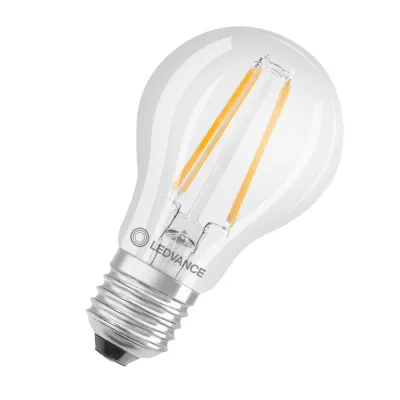 LEDVANCE LED-Lampe E27 4,8W 470lm dimmbar | Filament Birnenform | warmweiß 2700K | klar | 15000h | A-Type | EEK F