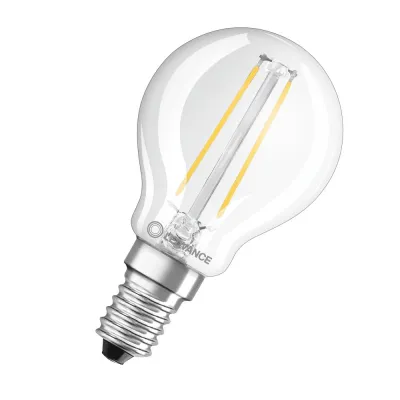 LEDVANCE LED-Tropfenlampe E14 2,5W 250lm 2700K klar | Filament | warmweiß | 300° Abstrahlwinkel | 15.000h