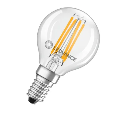 LEDVANCE LED-Tropfenlampe E14 4W 827 Filament 470lm 2700K | warmweiß | klar | Miniballform | 300° | 15.000h