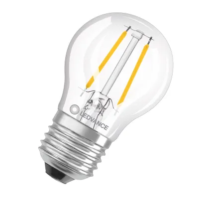 LEDVANCE LED-Lampe Miniballform E27 1,5W 136lm 2700K Filament klar | warmweiß | 300° | 15.000h | Energieklasse F