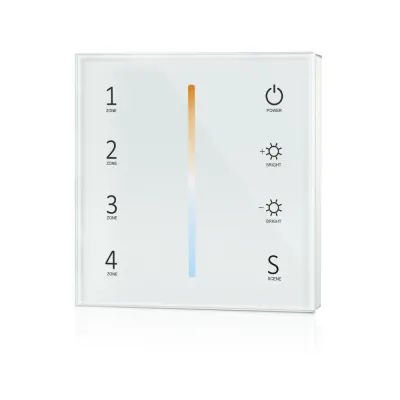 LEDVANCE Funk-Wandbedienpanel LC RF TOUCH PANEL TW 220-240 | 2.4 GHz | Glas-Touchpanel | IP20 | 4 Zonen | dimmbar