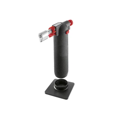 Leifheit Flambierer ProLine 3084 | Flambierbrenner Butangas | Piezozündung | Edelstahl | 16,6x7,5x24 cm | Schwarz