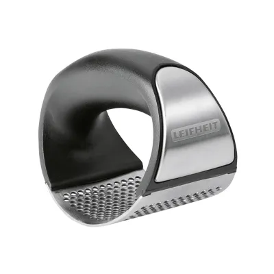 Leifheit Knoblauchpresse Knobi King 03146 | Edelstahl & Kunststoff | spülmaschinenfest | Schwarz | 14x15x5,1 cm
