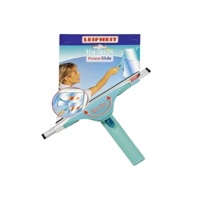 Leifheit Fensterwischer Powerslide 51425 | Fensterabzieher 28 cm | bewegliches Gelenk | Click-System | Blau