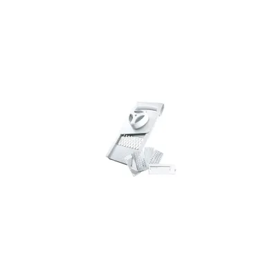 Leifheit Allzweckreibe ComfortLine 23170 | Edelstahl Gemüsereibe mit V-Einsatz, Restehalter, spülmaschinengeeignet, weiß