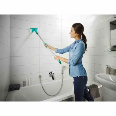 Leifheit Fliesen- & Wannenwischer Flexi Pad Evolution 41700 | Teleskopstiel 80–110cm | 360° Drehgelenk | Mikrofaser