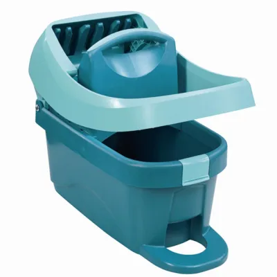 Leifheit Wischtuchpresse Profi Evo 55076 | Mop Eimer mit Rollen & Fußbedienung | 8 Liter | Kunststoff | Grün