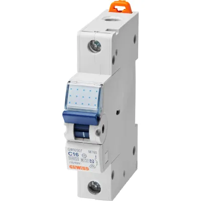 GEWISS Leitungsschutzschalter GW92206 | MCB B-10A 1-polig | 6kA | 1 TE | 230/400V AC | IP20 | Energiebegrenzungsklasse 3