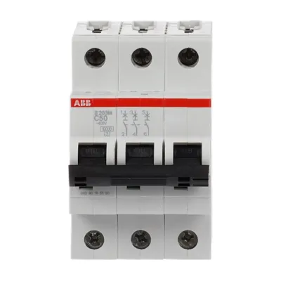 ABB Leitungsschutzschalter S203M-C50 | 3-polig | 50A | C-Charakteristik | 400V | 10kA | AC/DC | 3TE | IP20