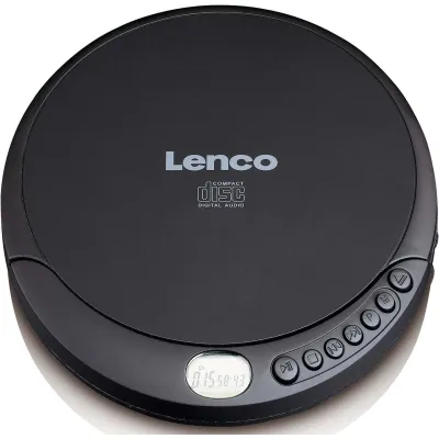 Lenco CD-Player portable CD-010 | tragbarer CD-Player | CD, CD-R/RW Wiedergabe | Akku-Ladefunktion | Kopfhörer | schwarz