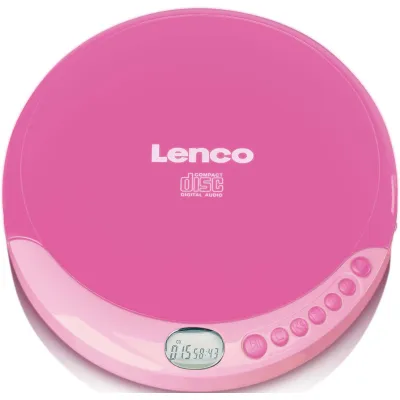 LENCO CD-Player tragbar CD-011 | portabel mit Akku-Ladefunktion | CD, CD-R/RW Wiedergabe | Kopfhörer & Netzteil | pink