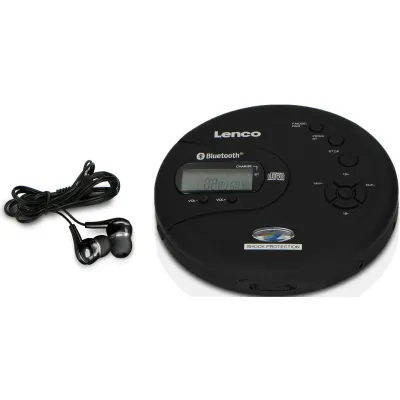 Lenco Tragbarer CD-Player CD-300 | Bluetooth Discman | MP3 Wiedergabe | Anti-Shock | Hörbuchfunktion | Akku-Ladefunktion