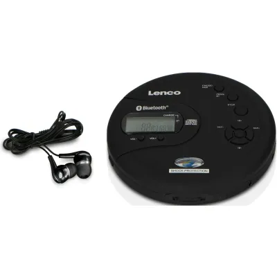 Lenco Tragbarer CD-Player CD-300 | Bluetooth Discman | MP3 Wiedergabe | Anti-Shock | Hörbuchfunktion | Akku-Ladefunktion