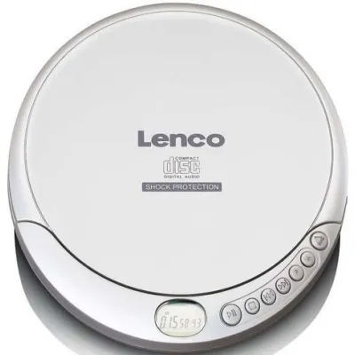 Lenco Tragbarer CD-Player CD-201SI | MP3 Wiedergabe | Anti-Shock | Hörbuchfunktion | Kopfhöreranschluss | Silber