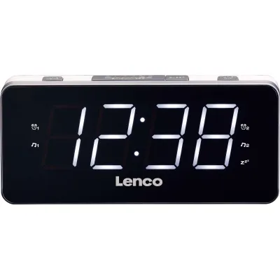 Lenco Uhrenradio CR-18 | FM-Radio Wecker | LED-Anzeige 4,6 cm | 2 Weckzeiten | Snooze | Sleep-Timer | Weiß