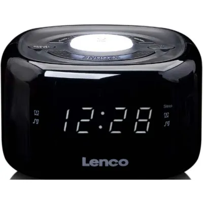 LENCO Uhrenradio CR-12 | FM Radio mit Nachtlichtfunktion | 2 Weckzeiten | Schlummerfunktion | digital | schwarz