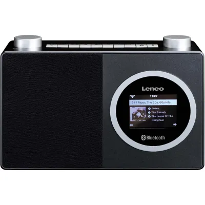Lenco Internetradio DIR-70BK A003244 | WLAN Radio | Bluetooth | 2,4" Farb-Bildschirm | 4 Senderspeicher | Schwarz
