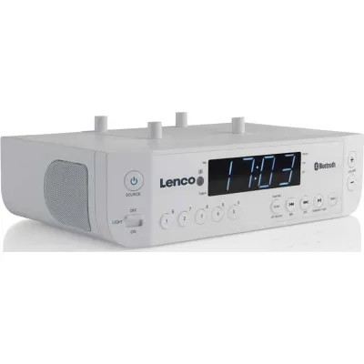 Lenco Küchenradio KCR-100WH | Unterbauradio mit Bluetooth | FM Radio | 5 Senderspeicher | Timer | Fernbedienung | weiß