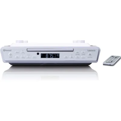 LENCO Unterbau-Küchenradio KCR-150 | Bluetooth | CD-Player | FM Radio | Timer | Weiß