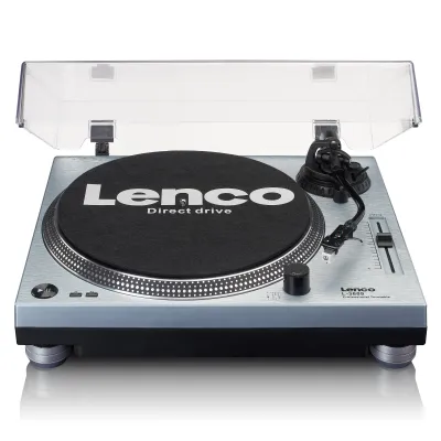 LENCO Plattenspieler L-3809ME | Direktantrieb | USB-Anschluss | Stereo-Vorverstärker | DJ-Style | 33/45 U/min | blau
