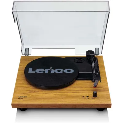 Lenco Plattenspieler LS-10WD | Halbautomatisch | Riemenantrieb | Integrierte Lautsprecher | Holzgehäuse | 33/45 U/Min