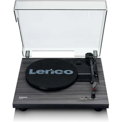 Lenco Plattenspieler LS-10 | Riemenantrieb | integrierte Lautsprecher | halbautomatisch | MDF-Gehäuse | schwarz