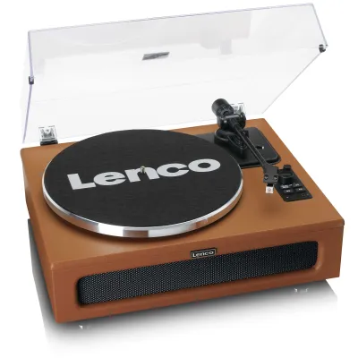 Lenco Plattenspieler LS-430BN | Bluetooth 5.0 | 4 Lautsprecher | 40W RMS | Riemenantrieb | Vorverstärker | Braun