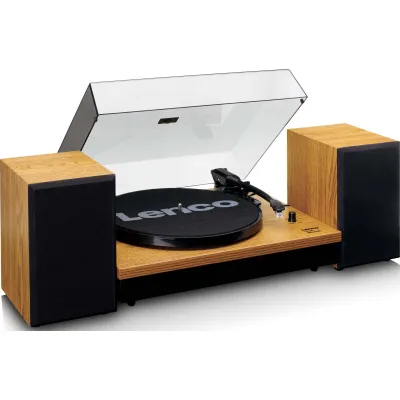 Lenco Plattenspieler LS-300 wood | Bluetooth | 2x 10W Lautsprecher | Riemenantrieb | 33/45/78 U/Min | Holz | Braun