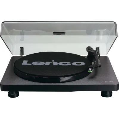 Lenco Plattenspieler L-30BK USB | Riemenantrieb | 33/45 U/min | Holzgehäuse | Vinyl digitalisieren | Schwarz