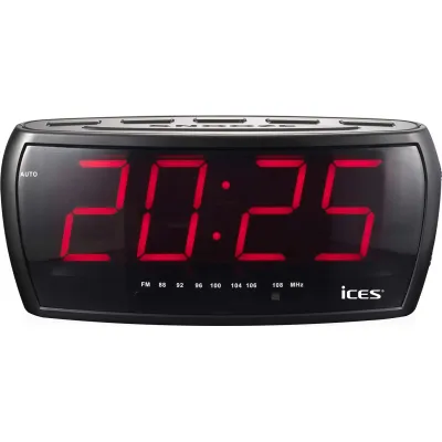 iCES Uhrenradio ICR-230-1 PLL FM | Dual Alarm | 2 Weckzeiten | LED-Anzeige | Sleep-Timer | Schlummerfunktion | Schwarz