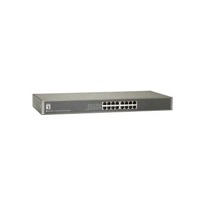 LevelOne Switch FSW-1650 | 16-Port Fast Ethernet 10/100Mbps | 19" Rackmount | Metallgehäuse | Plug & Play | lüfterlos