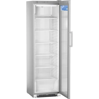 Liebherr Gewerbe-Kühlschrank FKDv 4503-21 | 441L | Glastür abschließbar | LED | Umluftkühlung | Grau | 202,7x60x69,6 cm