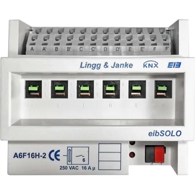 Lingg+Janke KNX Schaltaktor 89205 A6F16H-2 | 6-fach | 16A | Handbedienung | C-Last geeignet | REG | 6TE