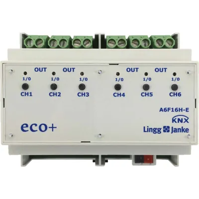 Lingg&Janke KNX Schaltaktor 6-fach 79234 A6F16H-E | 16A | REG | C-Last | Handbedienung | 230V | IP20