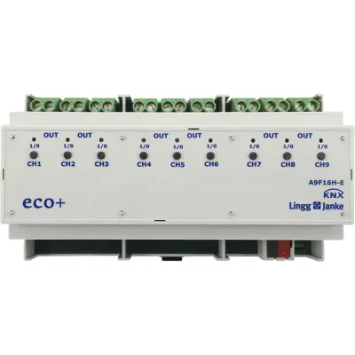 Lingg&Janke KNX Schaltaktor 9-fach 79235 A9F16H-E | 16A | C-Last geeignet | Handbedienung | REG-Montage | IP20 | 250V