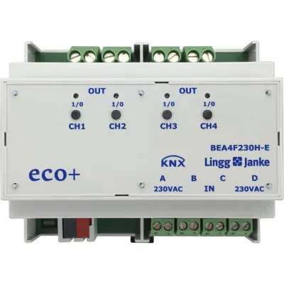 Lingg&Janke KNX Schaltaktor 79244 | Binär Ein-/Ausgang 4-fach | 230V AC/DC | 16A | REG | C-Last | IP20 | 6TE