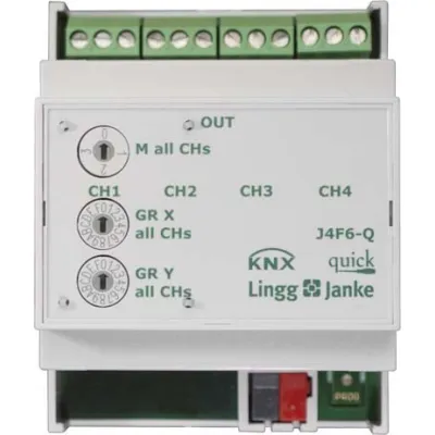 Lingg&Janke Jalousie-/Rollladenaktor J6F6-Q Q79434 KNX 6-fach | 6x 6A 250V AC | REG-Montage | Busankoppler integriert