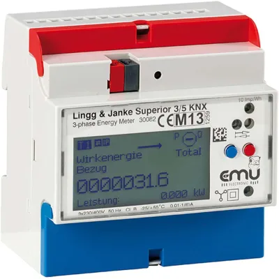 Lingg&Janke Elektrizitätszähler EZ-EMU-WSUP-D-REG-FW | KNX | 3-Phasen | Zweirichtungszähler | 5A | Multitarif | digital