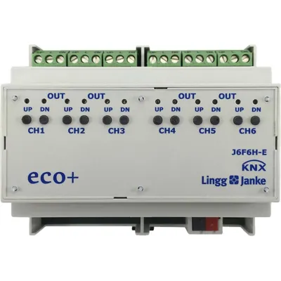 Lingg & Janke KNX Jalousie-/Rollladenaktor J6F10H-E 79438 | 6-fach | 10A | Handbedienung | Secure | Kunststoff