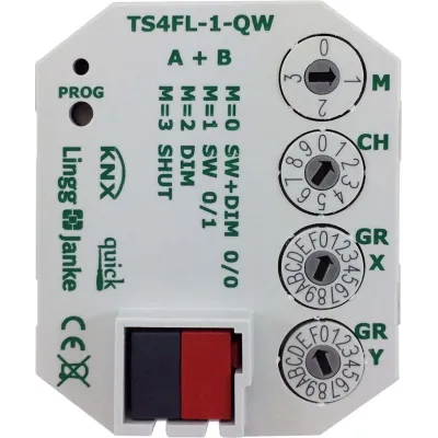 Lingg&Janke Tasterschnittstelle TS4FL-1-QW KNX quick | für Doppelwippe | 2-fach | mit LED | Systemstecker