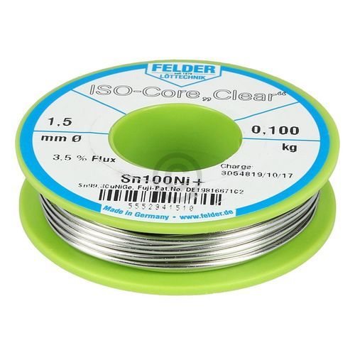 Bild: Lötdrahtrolle Felder 5552941510 1,5mmØ 100g bleifrei SN100NI+